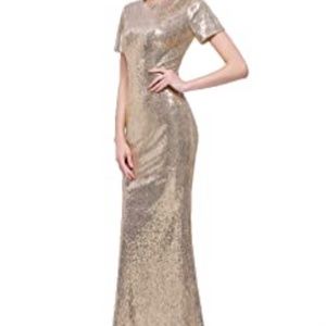 NWT Gold Sequin Long Dress